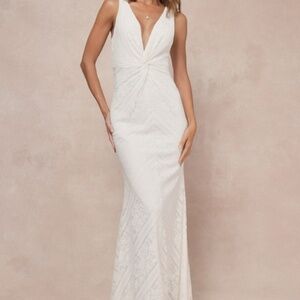 Lulus Adoring Attachment White Lace Twist-front Sleeveless Maxi Dress - Size XS